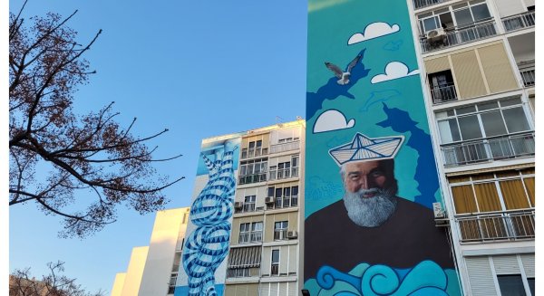 Estepona inaugura un nuevo mural  ´El Pescador Moderno` realizado por Juan Pineda
