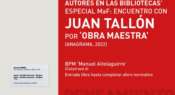 Juan Tallón participa en las jornadas de Encuentros con Autores el próximo 2 de marzo