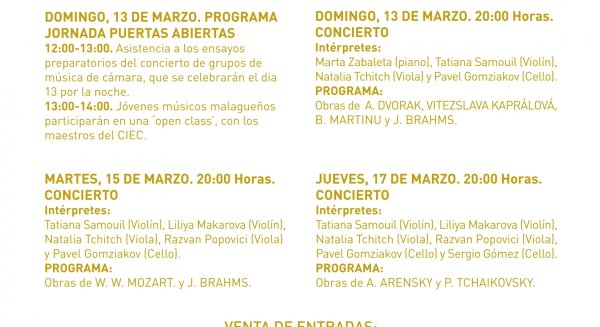 La tercera edición del ‘Classical’ ofrece tres conciertos de música de cámara en Estepona