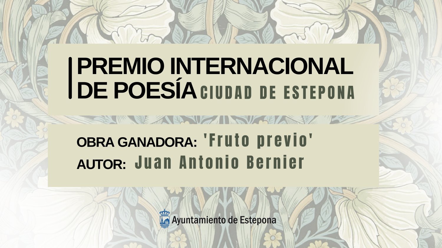 Juan Antonio Bernier recibirá el I Premio Internacional de Poesía ‘Ciudad de Estepona’