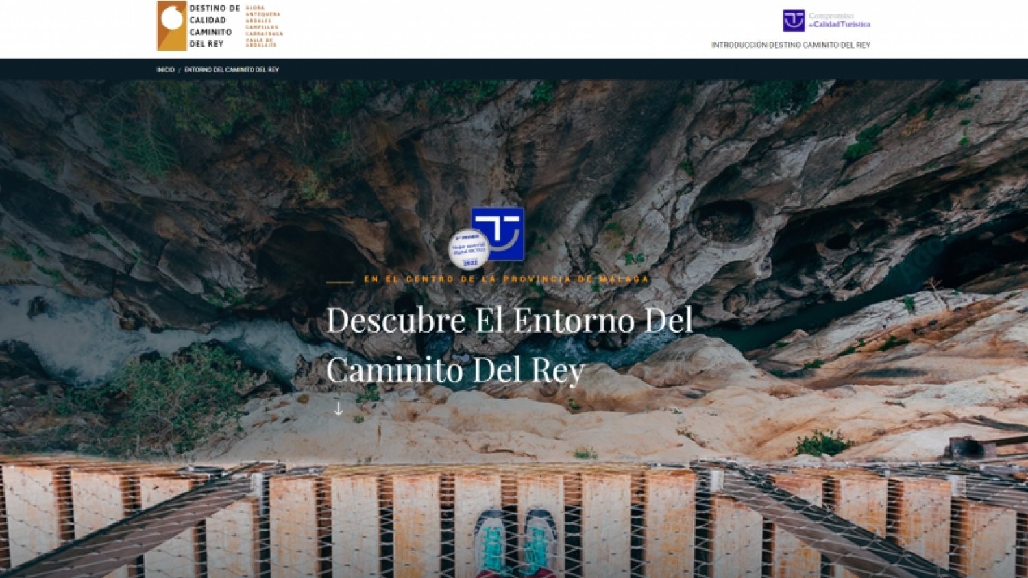 La web promocional del Caminito del Rey recibe el premio SICTED
