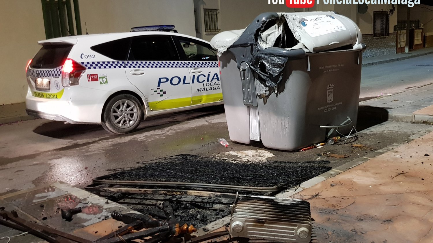 Detenidas dos menores de edad por prender fuego a seis contenedores