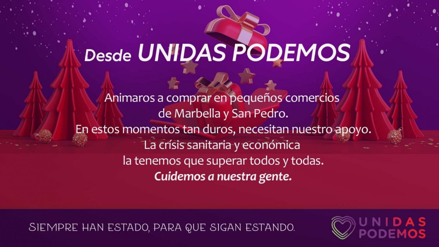 Unidas Podemos lanza un mensaje de apoyo al comercio local