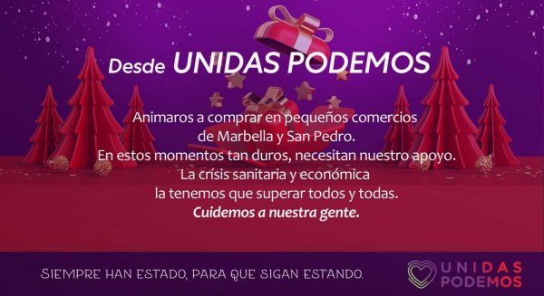Unidas Podemos lanza un mensaje de apoyo al comercio local