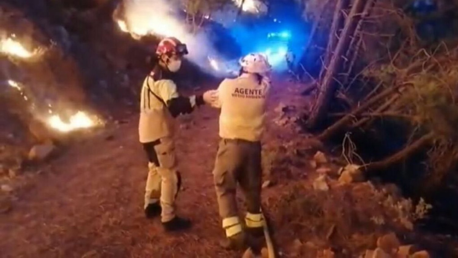 Un equipo de 85 bomberos siguen trabajando para paliar los daños del incendio de Sierra Bermeja