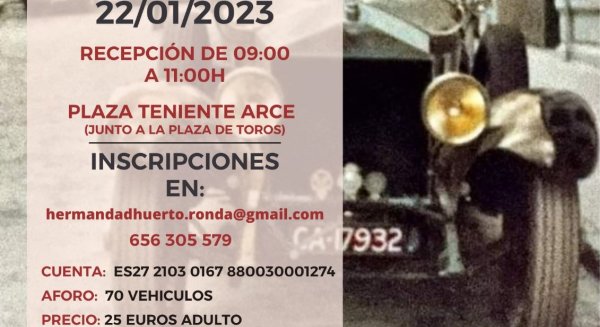 Turismo de Ronda y la Hermandad del Huerto presentan la II Concentración de Vehículos Clásicos