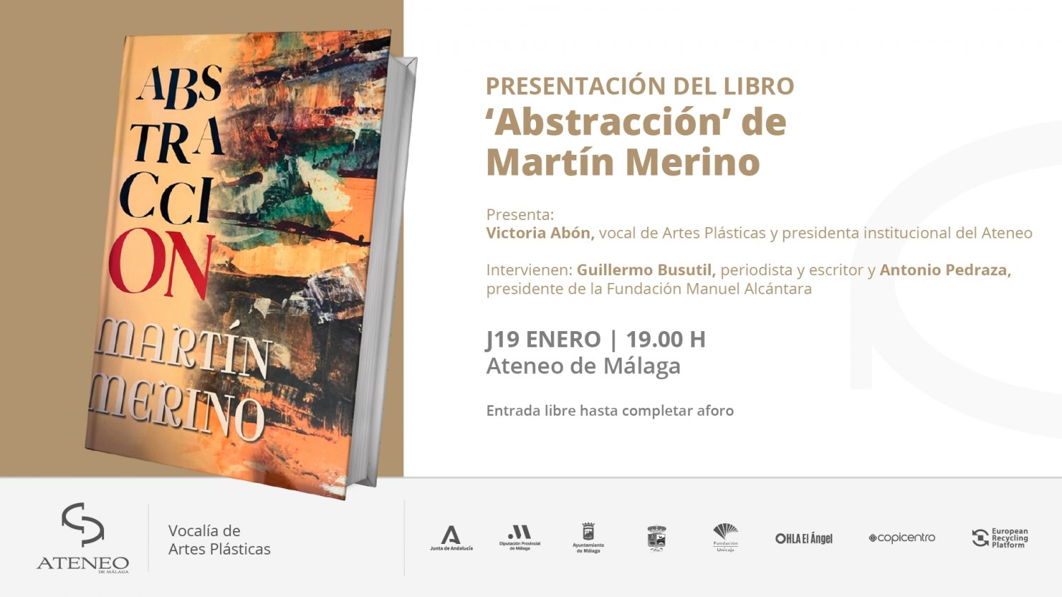 El Ateneo acoge la presentación del libro 'Abstracción' sobre la obra abstracta del artista Martín Merino