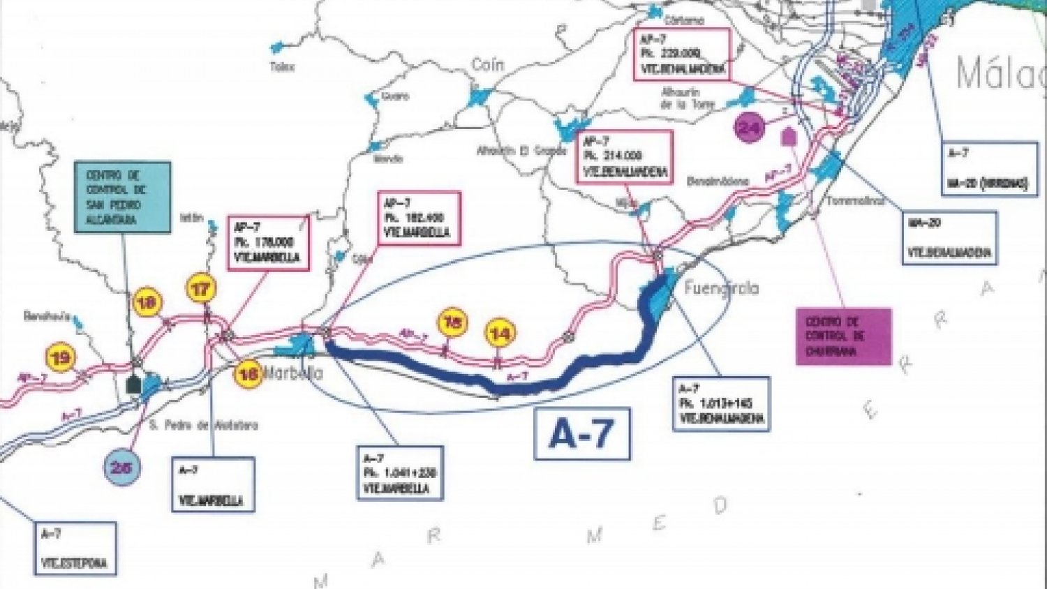 Mitma licita las obras de rehabilitación del firme de la autovía A-7 en Marbella, Mijas y Fuengirola
