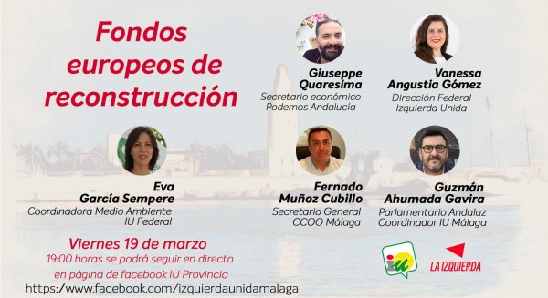 IU organiza una jornada virtual sobre los Fondos Europeos de Reconstrucción