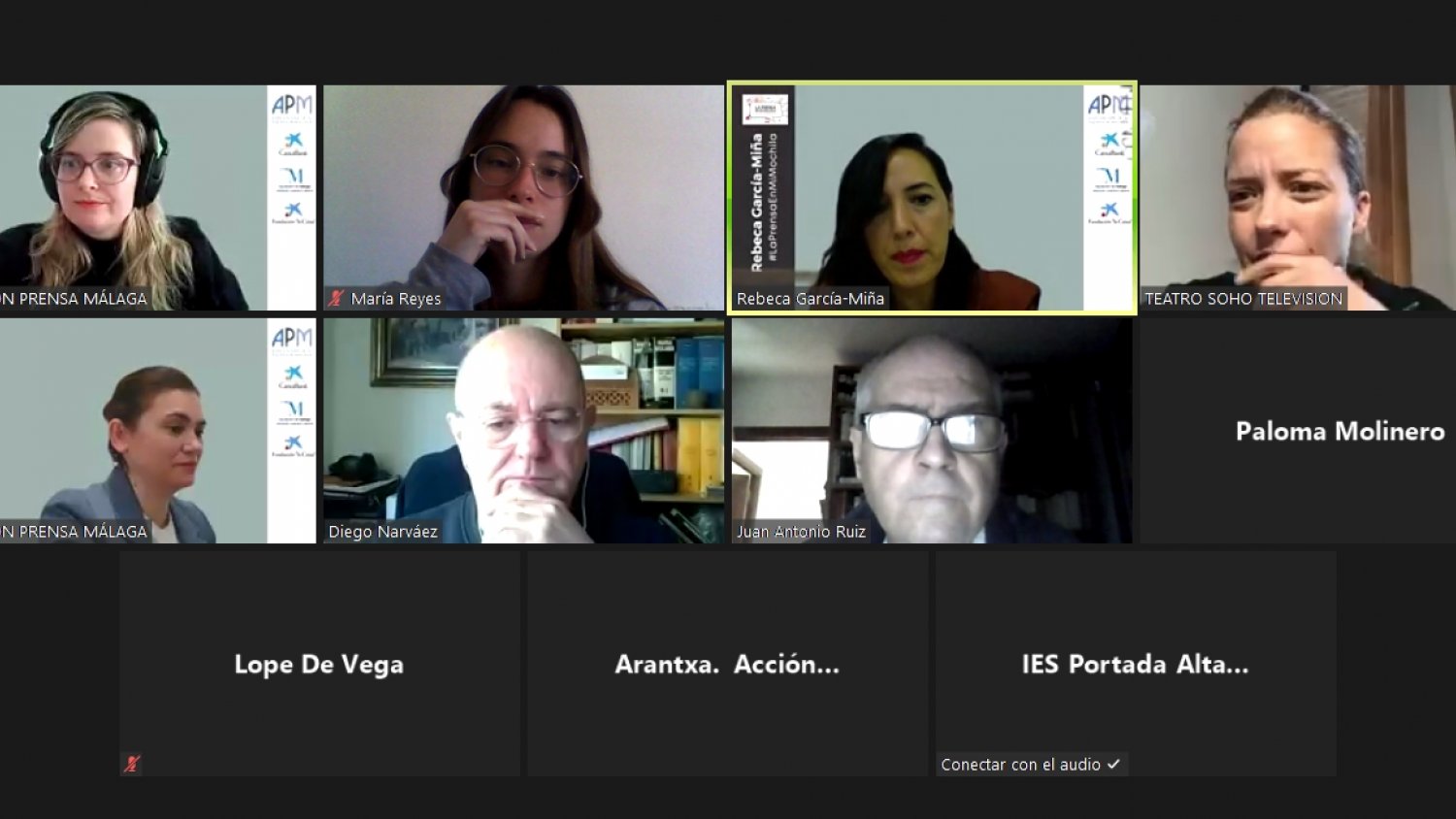 María Casado mantiene un encuentro virtual con los alumnos de la Prensa en mi Mochila de Málaga