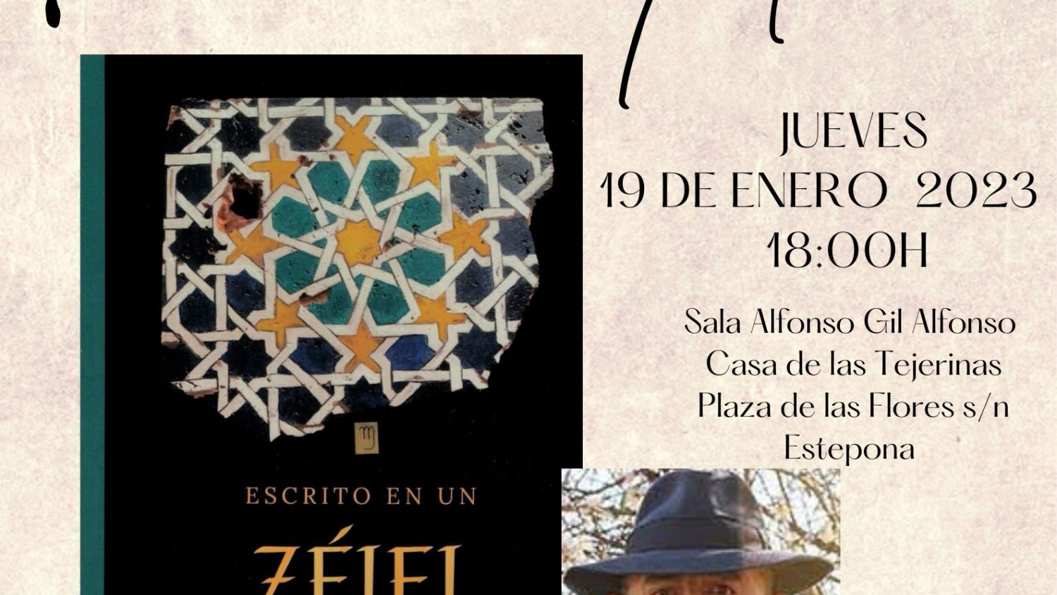 El poeta sevillano Paco Mateos presenta su libro ‘Escrito en un ZÉJEL’ en la Casa Las Tejerinas