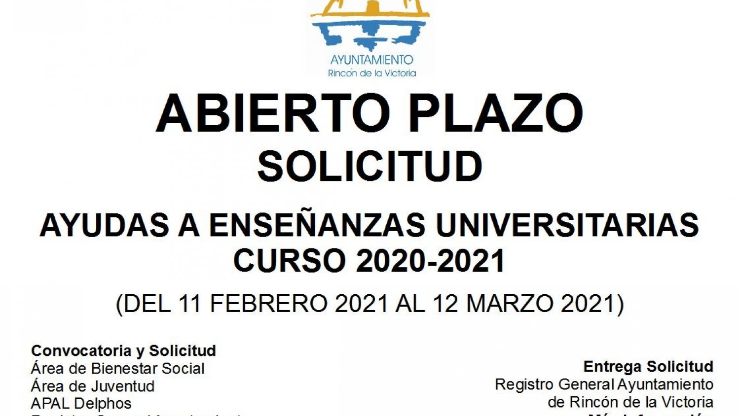 Abierto el plazo de solicitudes para las ayudas a enseñanzas universitarias de Rincón de la Victoria