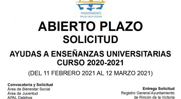 Abierto el plazo de solicitudes para las ayudas a enseñanzas universitarias de Rincón de la Victoria