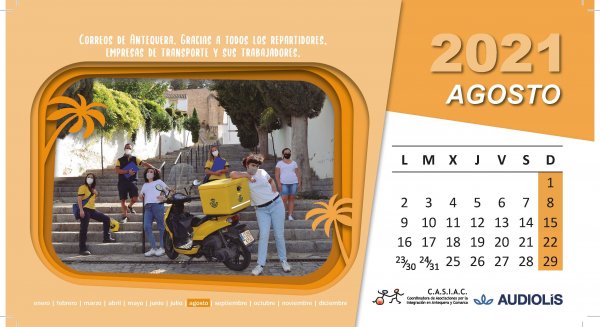 Profesionales de Correos de Antequera colaboran en la edición del calendario solidario de la Asociación CASIAC