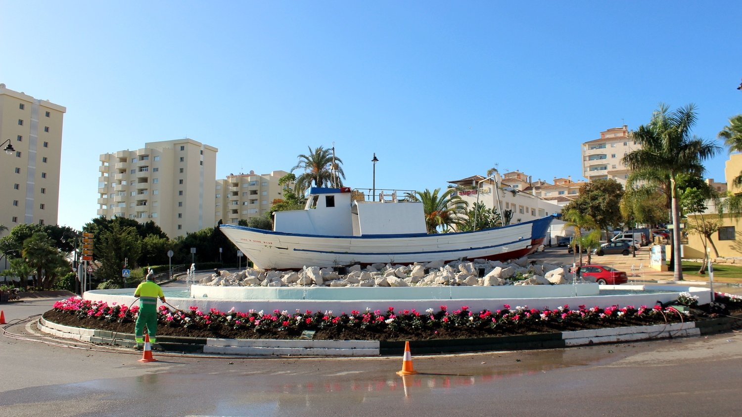 Estepona comienza la plantación de pascueros y cyclamens para embellecer las zonas verdes en Navidad