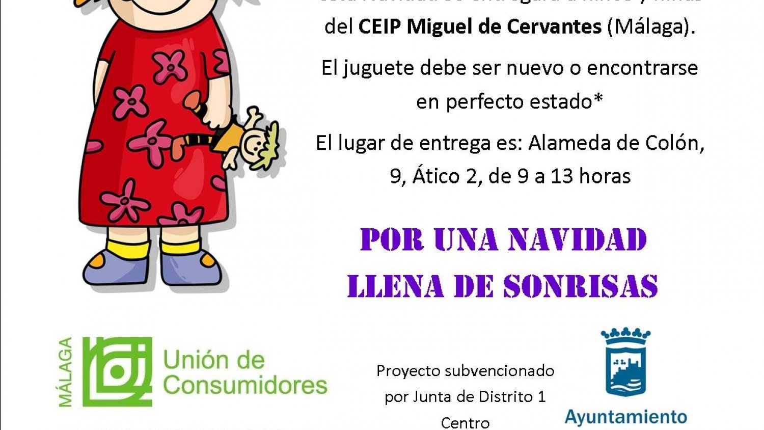 La Unión de Consumidores de Málaga abre la campaña 'Recogida Solidaria de Juguetes 2020'