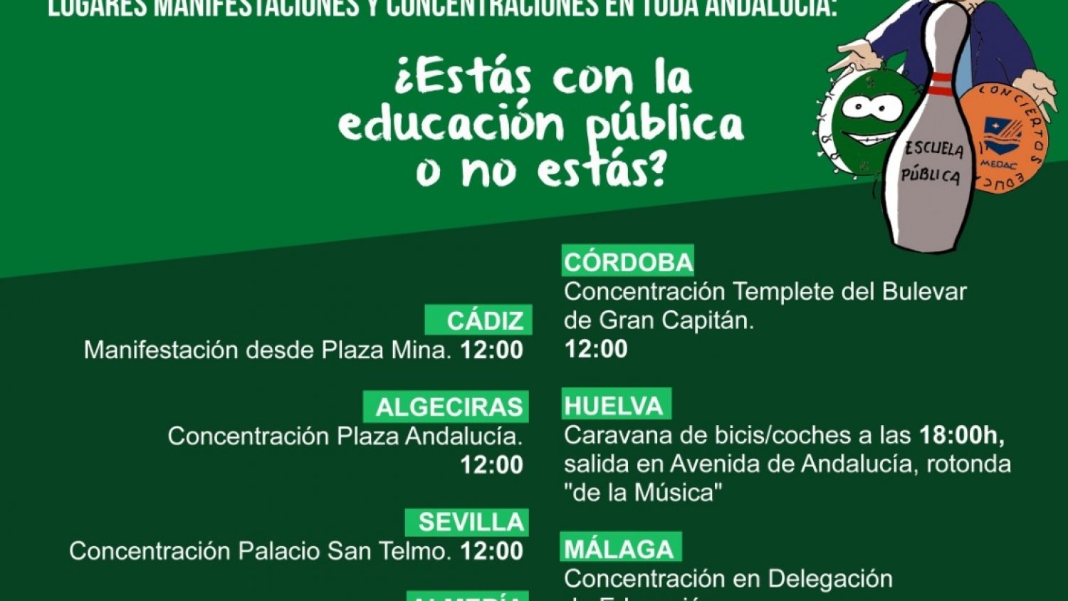 Marea Verde convoca una huelga general de la comunidad educativa el 12 de noviembre