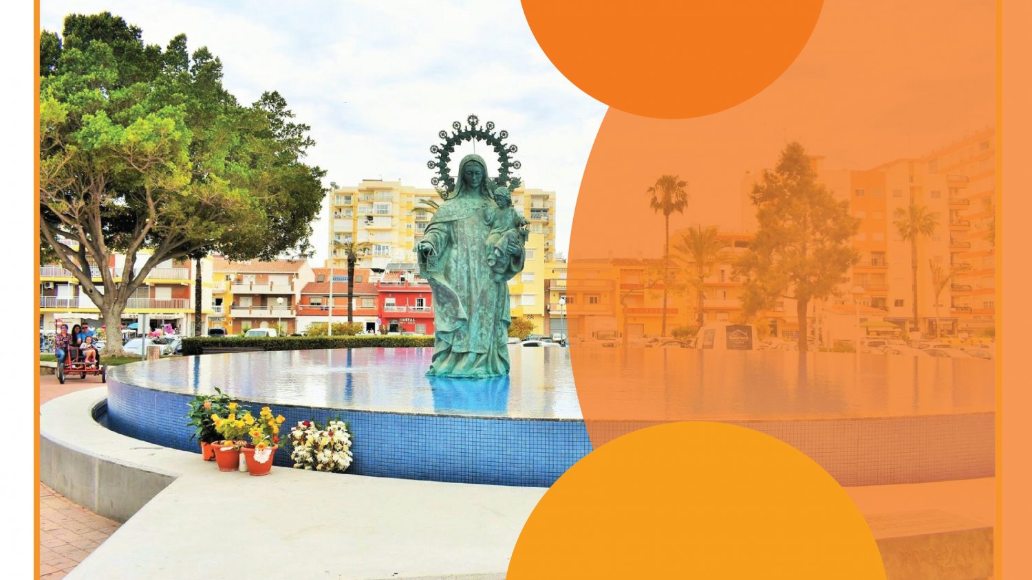 La fuente de la Virgen del Carmen de Torre del Mar se ilumina hoy de naranja por el TDAH
