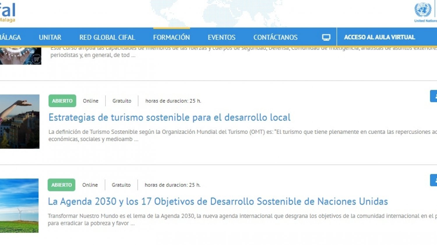 El aula virtual de Cifal Málaga - Unitar forma a más de mil alumnos en el primer año de funcionamiento