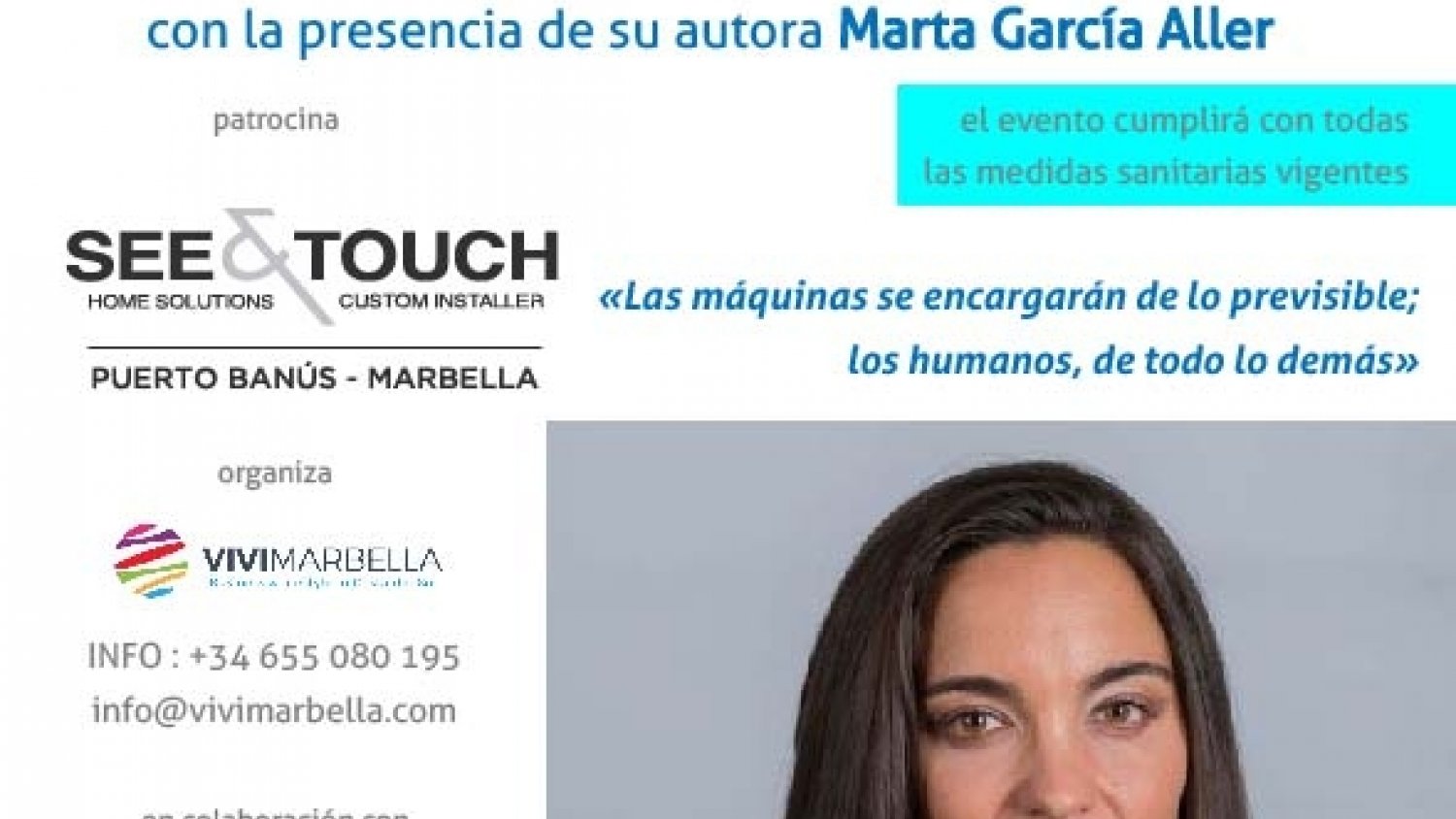 La escritora Marta García Aller presenta el 24 de agosto en Estepona su libro ‘Lo imprevisible’