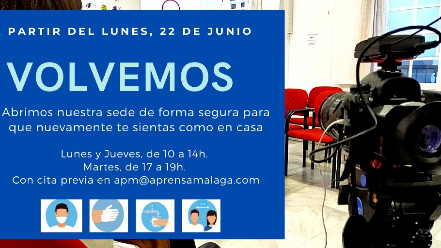La Asociación de la Prensa de Málaga reabre sus puertas el lunes 22 de junio tras el covid-19