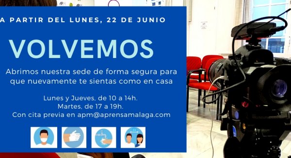 La Asociación de la Prensa de Málaga reabre sus puertas el lunes 22 de junio tras el covid-19