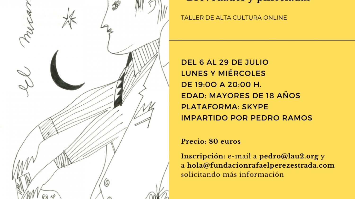 La Fundación Rafael Estrada imparte dos talleres online de escritura creativa del 6 al 29 de julio
