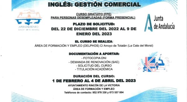 Rincón de la Victoria ofrece un nuevo curso formativo de 'Inglés para Gestión Comercial'