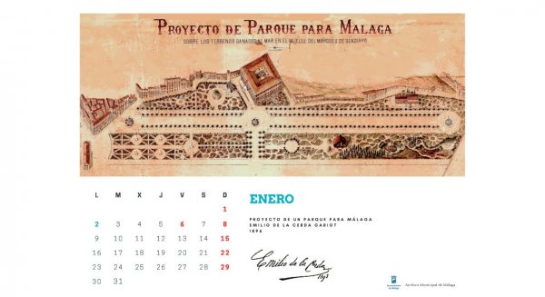 El Archivo Municipal edita un calendario de 2023 con planos y dibujos antiguos de Málaga