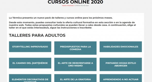 La Térmica abre las inscripciones a más de una quincena de cursos online para todos los públicos