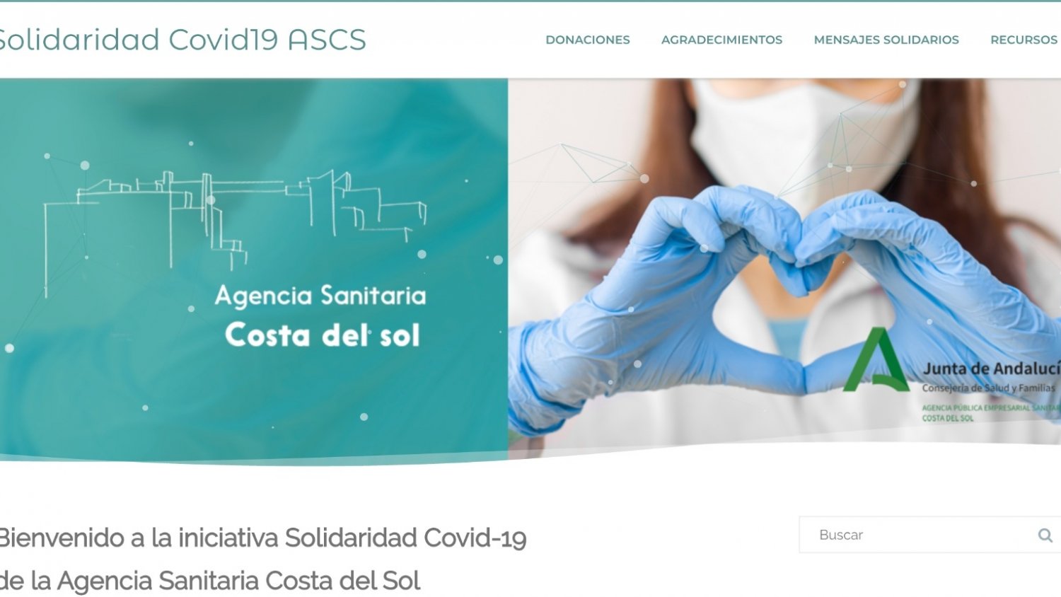 La Agencia Sanitaria Costa del Sol crea una nueva web para agradecer las muestras de apoyo y solidaridad