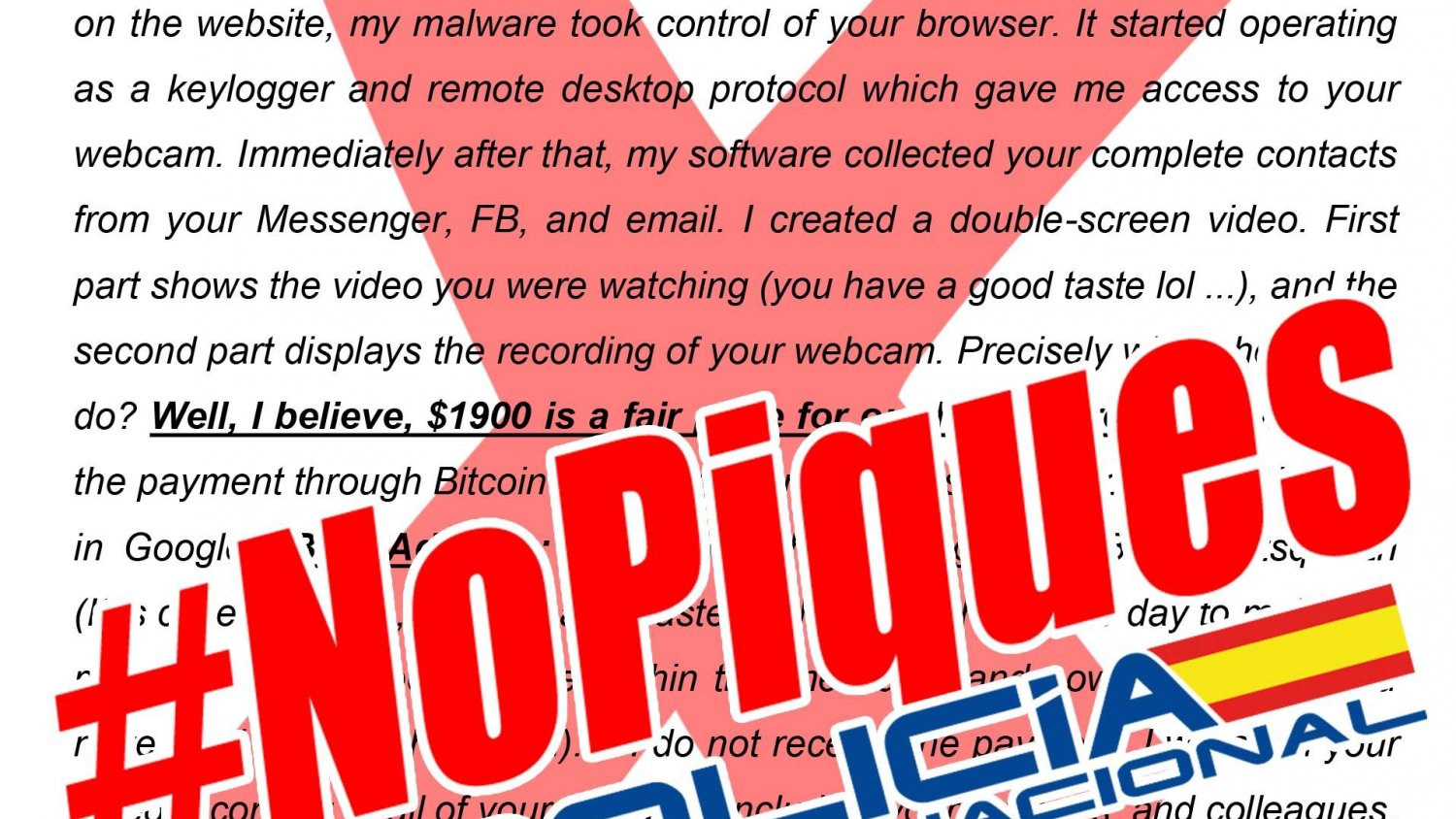 La Policía Nacional alerta de una campaña masiva de intentos de ciberestafa mediante sextorsión