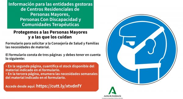 Igualdad facilita a las residencias un formulario online para que hagan llegar sus necesidades de material