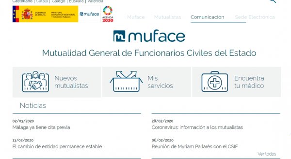 El servicio provincial de MUFACE implanta la cita previa en Málaga