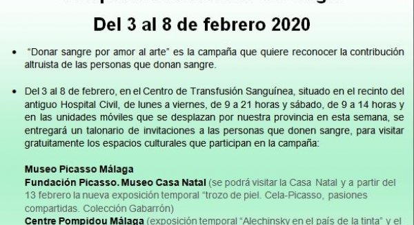El lunes arranca en Málaga una campaña de donación de sangre que regalará entradas para todos los museos