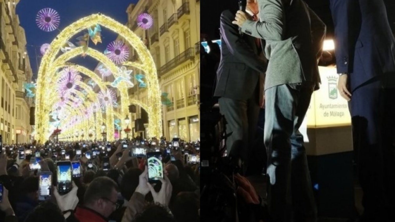 Antonio Banderas enciende el alumbrado de Calle Larios deseando unas solidarias y muy felices fiestas