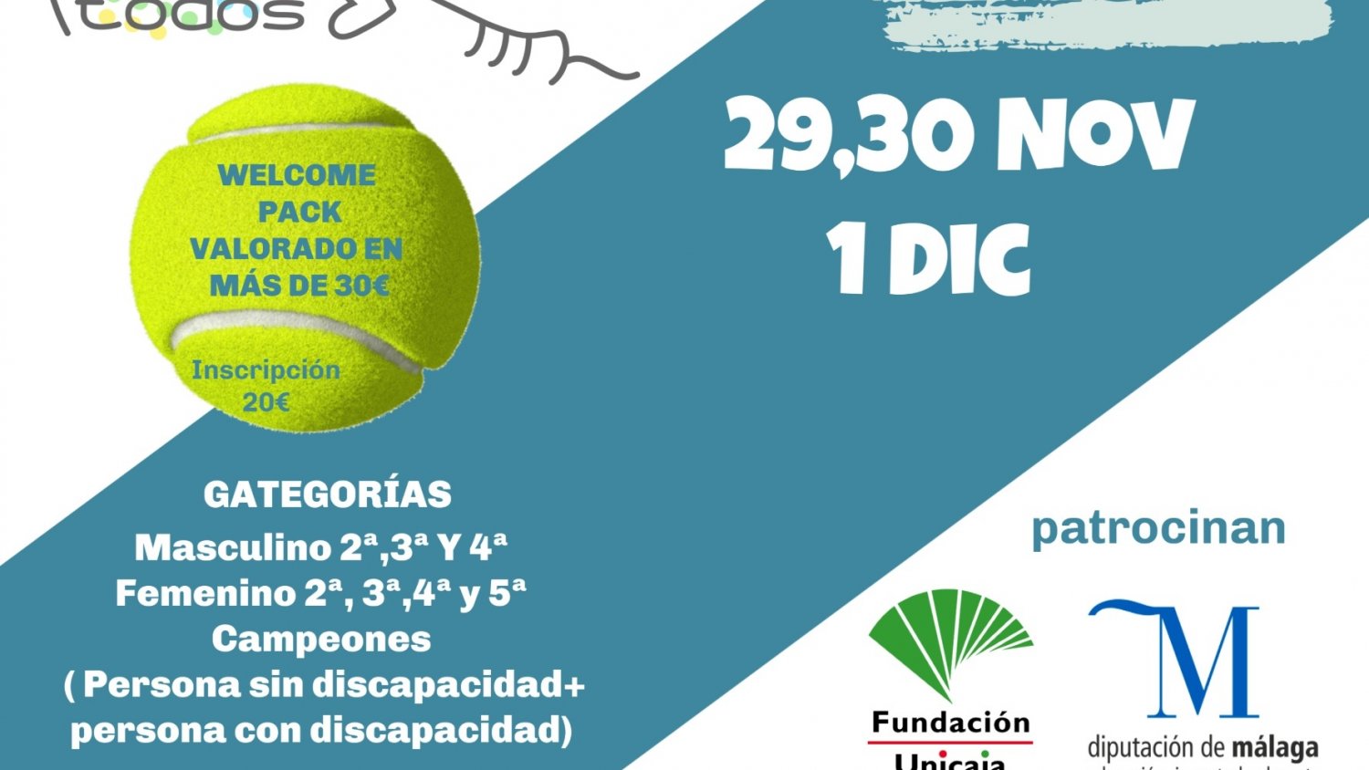Málaga acoge este fin de semana el II Torneo benéfico de pádel 'Palas para Todos'