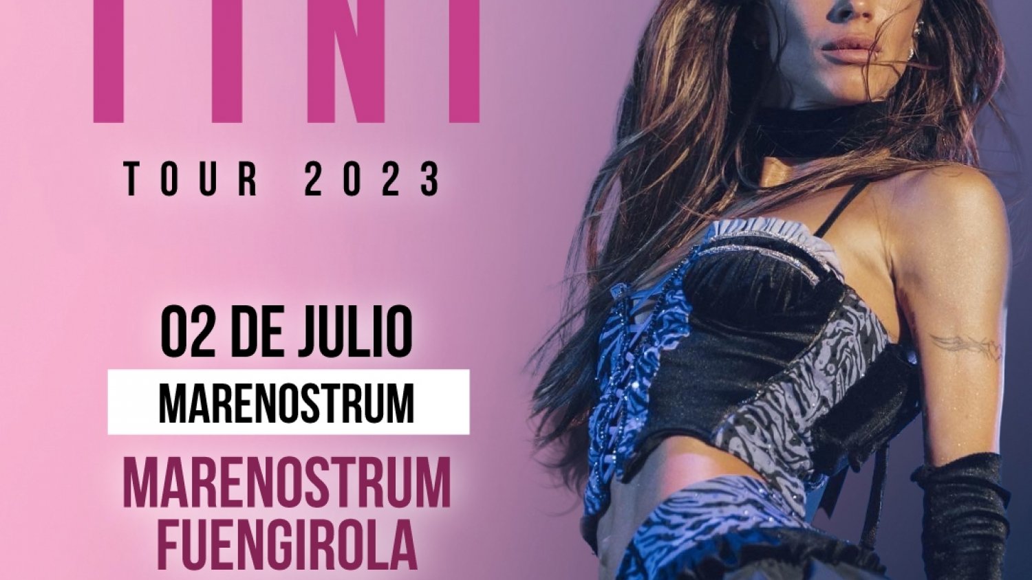 La estrella argentina Tini ofrecerá un concierto el 2 de julio en Marenostrum Fuengirola