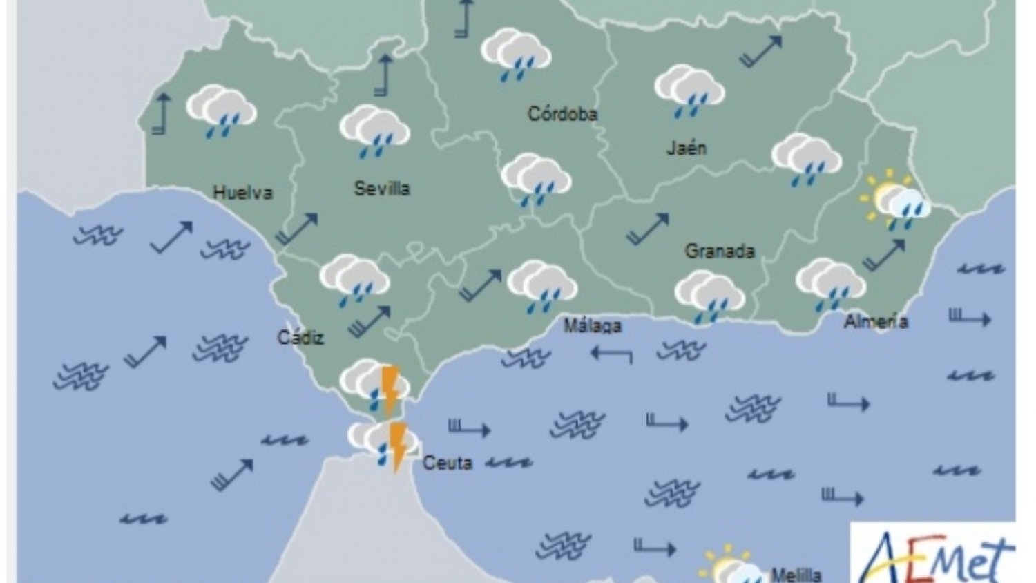 La Aemet activa la alerta amarilla en Málaga por fuertes lluvias y viento