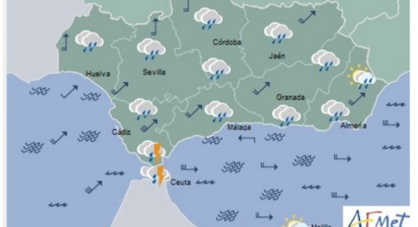 La Aemet activa la alerta amarilla en Málaga por fuertes lluvias y viento