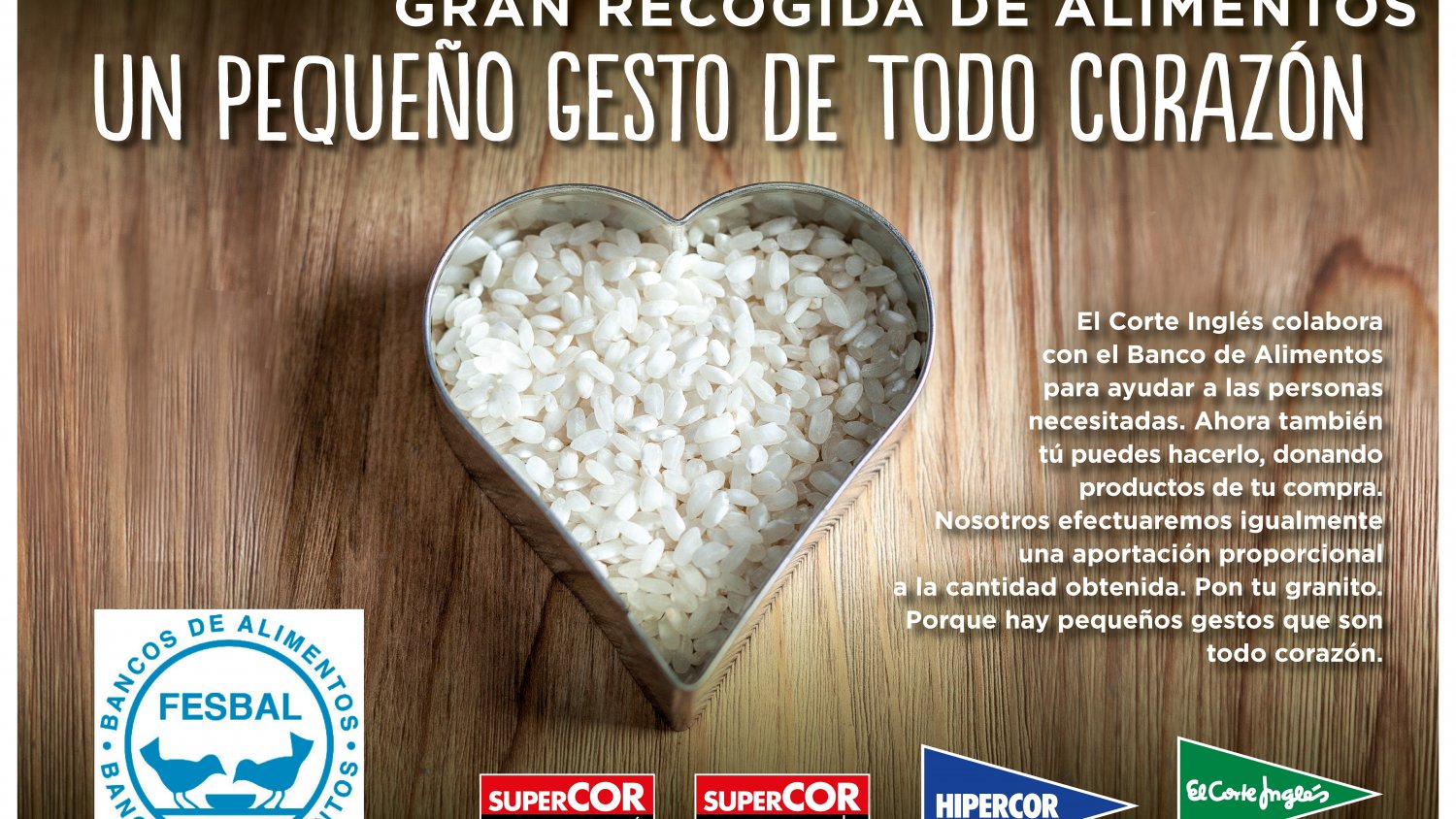 El Corte Inglés impulsa la Gran Recogida para los Bancos de Alimentos en todos sus centros