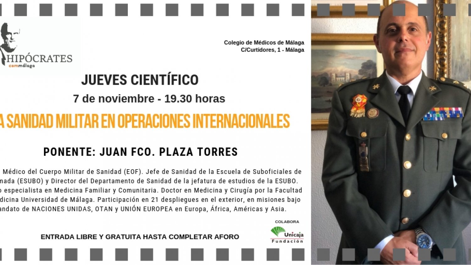 El Colegio de Médicos acoge una conferencia sobre la sanidad militar en las operaciones internacionales