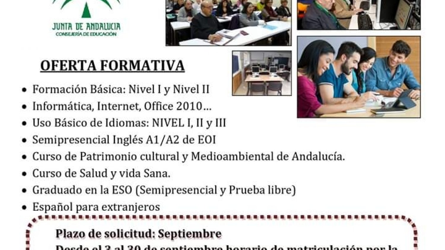 Abierto el periodo de matriculación del Centro de Educación de Adultos de Campillos hasta el 30 de septiembre