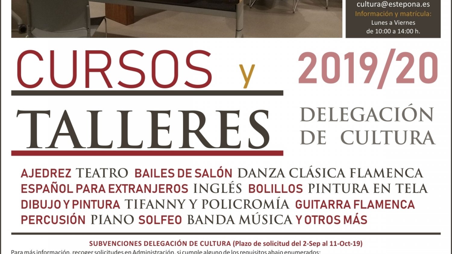 El Ayuntamiento de Estepona abrirá la inscripción el 9 de septiembre de los 'Cursos y Talleres de Cultura 2019-2020'