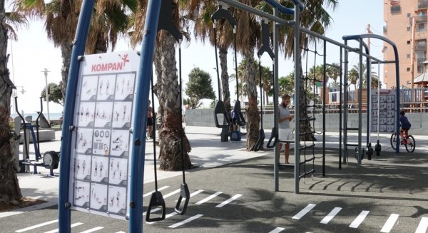 Huelin estrena en el Paseo Marítimo Antonio Banderas un nuevo espacio de entrenamiento al aire libre