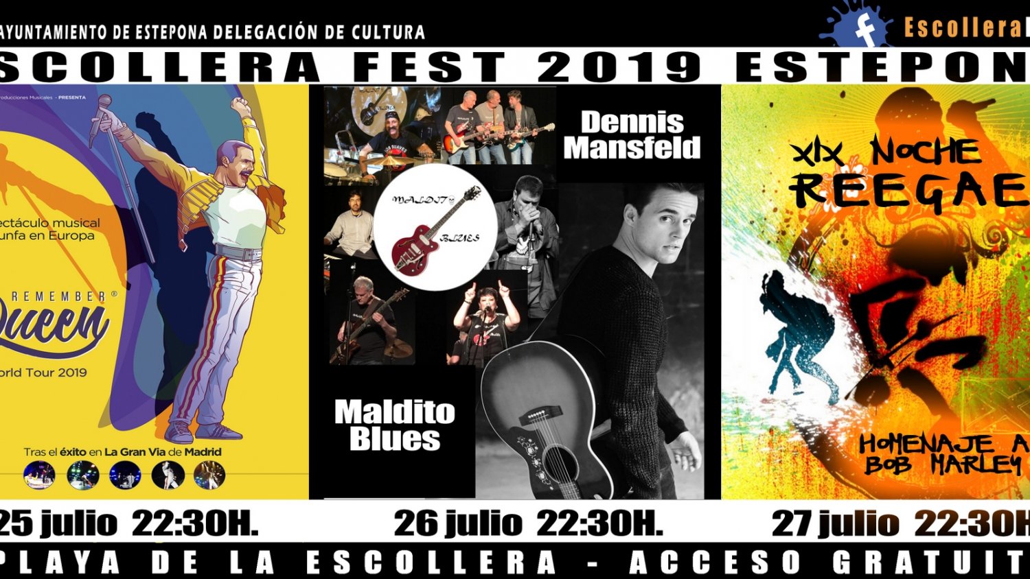 Estepona acogerá el festival de música gratuito ‘La Escollera Fest 2019’ con artistas como Dennis Mansfeld o Maldito Blues