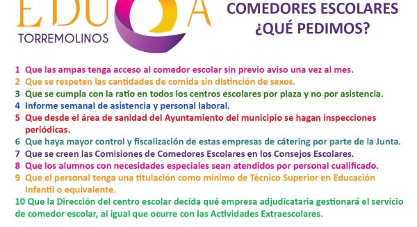 La Plataforma EduQa solicita mayor fiscalización en la gestión de los comedores escolares