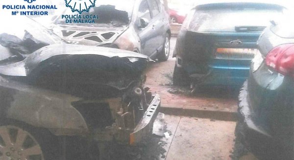 Detenido un joven como presunto responsable de incendios en vehículos en la zona oeste de Málaga