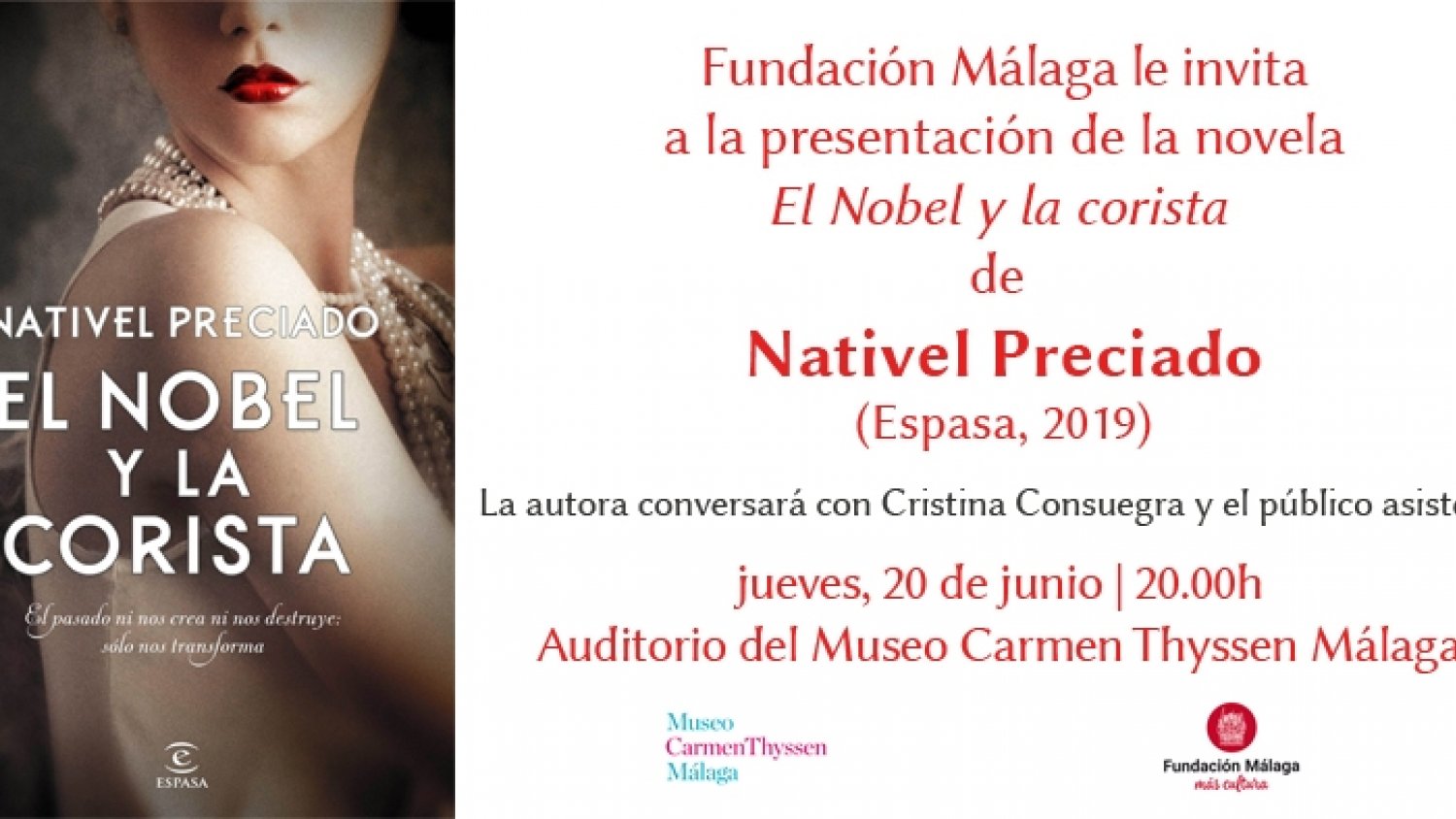 Nativel Preciado presentará su nueva novela en el Auditorio del Museo Carmen Thyssen