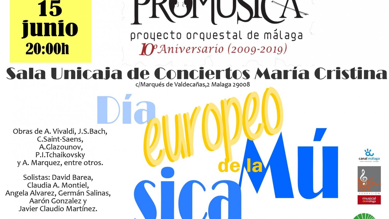 El Proyecto Orquestal Promúsica ofrece el concierto ‘Día Europeo de la Música’ en la Sala Unicaja de Conciertos María Cristina